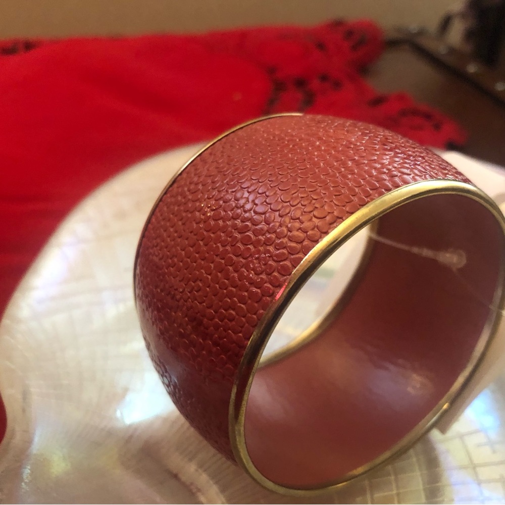 Enamel Coral Gold tone  bangle.one size